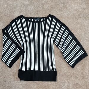 Liverpool Blacl And Creme Vertical Striped Crew Neck Sweater